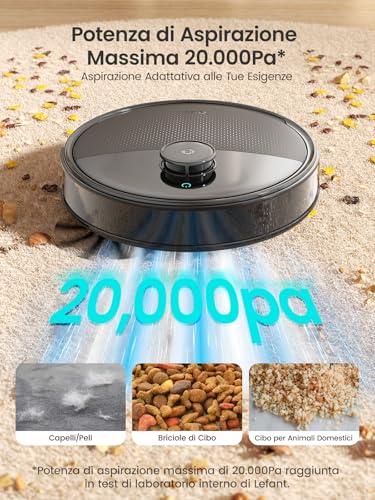 Lefant M3Max Robot Aspirapolvere Lavapavimenti Con Mappatura, 20000Pa, Stazione All-In-One, Navigazione Dtof, Ostacoli Psd, 3.2L Autosvuotamento, Lavaggio Mop 45°C, Asciugatura, Wifi 2.4G/5G/Alexa/App - 4