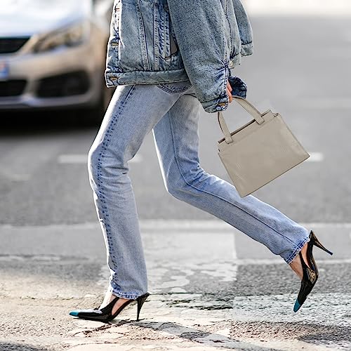 YALUXE Women's Leather Handbag Purse Shoulder Bag Crossbody Bag Double Zip Pockets Medium Size3