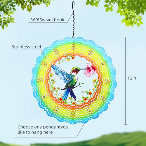 Waclstday 3D001 Metal Wind Spinners Hummingbird Gifts thumb #5