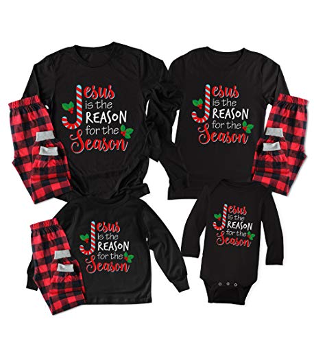 TEEAMORE Matching Christmas for Family Jesus is The Reason for The Season Letter Print