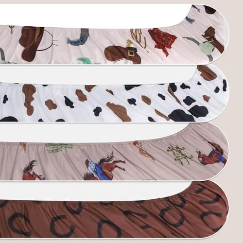 Image of 4 Pack Western Cowboy Crib Sheets Set - Fits Standard 52 inchx28 inchx8 inch Crib & Toddler Mattress, Soft Breathable Polyester Baby Nursery Bedding, Cowboy Cow Print Fitted Sheets for Boys