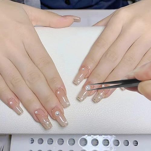 Miniatura 4 de findTop 6200 piezas de perlas planas doradas y blancas para manualidades, uñas y arte de bricolaje. Diamantes de imitación de resina ABS con pinzas,