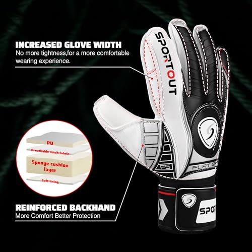 Sportout Goalkeeper Gloves with Fingersave, Breathable Soccer Goalie Gloves, 4mm Latex, for Kids, Youth and Adult - Thumbnail 7