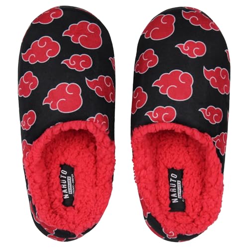 Naruto Shippuden Fuzzy Slippers, Naruto Akatsuki Red Cloud Fleece Lined Slippers For Men For Women,...