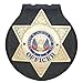 Black Cowhide Universal Police Badge Holder, Sheriff's Badge Holder with Belt Buckle, Hook and Loop Clasp and Stainless Steel Bead Chain, Law Enforcement Gift, Round