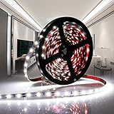✄【Selbsklebend & Schneidbar】Die Rückseite des LED Lichtband ist mit einem selbstklebenden doppelseitigen Klebeband versehen. Sie können die Länge des LED Band nach Ihren Bedürfnissen auswählen---müssen nur entlang der gestrichelten Linie schneiden: Toll zu DIY!