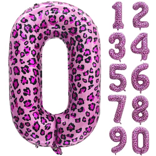 Pink Cheetah Print Birthday Number 0 Balloon 40IN Leopard Print 0 Balloon