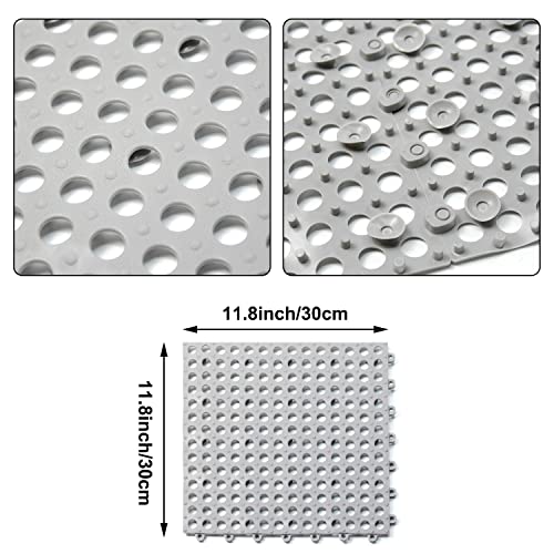 24Pack-Drainage-Interlocking-Floor-Tiles-12×12-Non-Slip-Pool-Bathtub-Drain-Tiles-for-Flooring-Soft-PVC-Modular-Interlocking-Cushion-Deck-Tiles-Outdoor-Floor-Mat-for-Pool-Bathroom-Shower-Room