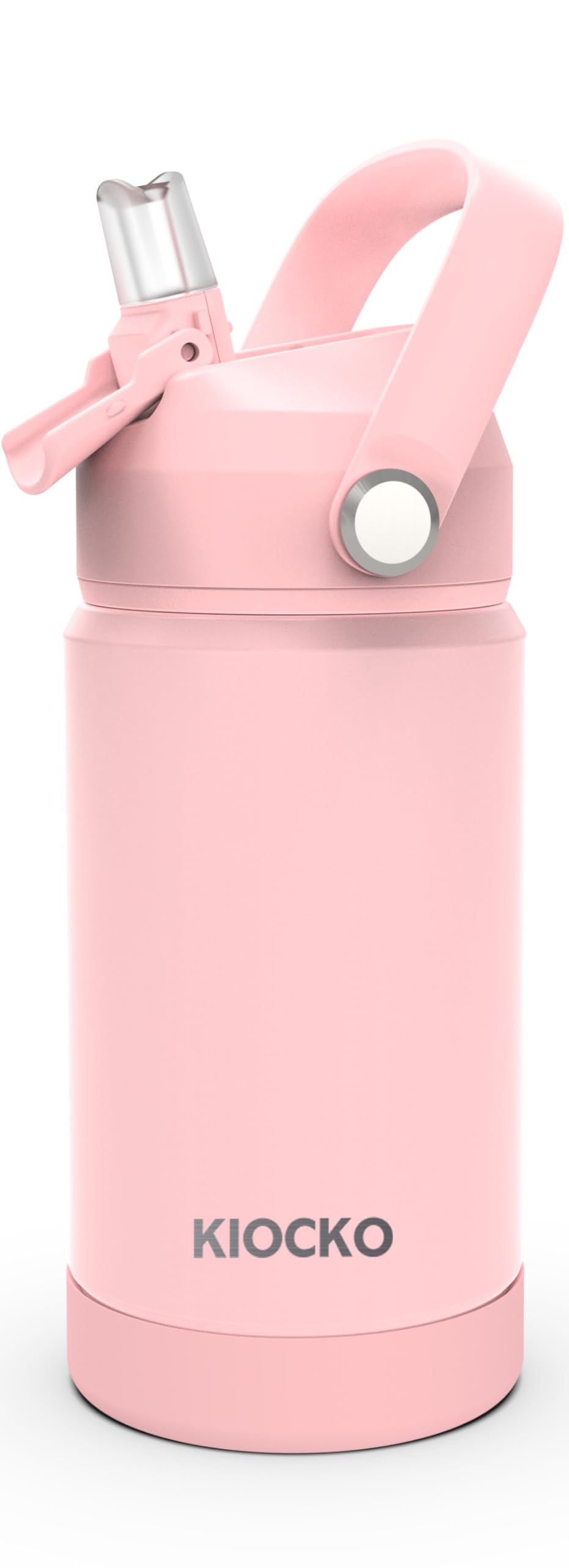 Kids Insulated Water Bottle with Straw,12oz Toddler Cups with Stainless Steel Leak Proof for School Boys Girls（Pink）