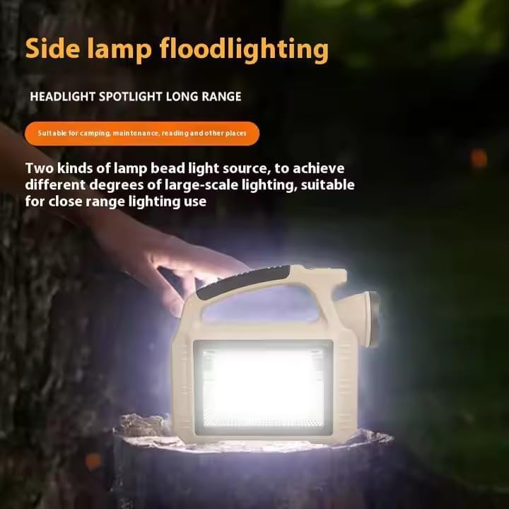 MIXEN Multifunctional Solar Portable Light, USB Rechargeable LED Flashlight with Side Light, Floodlight&Spotlight Solar Camping Flashlight with Work Lights USB Rechargeable Handheld 1