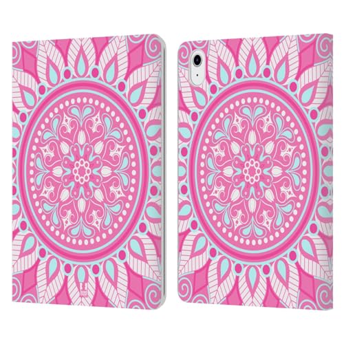 Étui Portefeuille Cuir iPad Air 11 2024 2025 Rose Mandala Housse