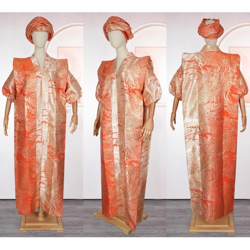 Image of HD African Print Dress for Woman Embroidery Pattern Maxi Dress