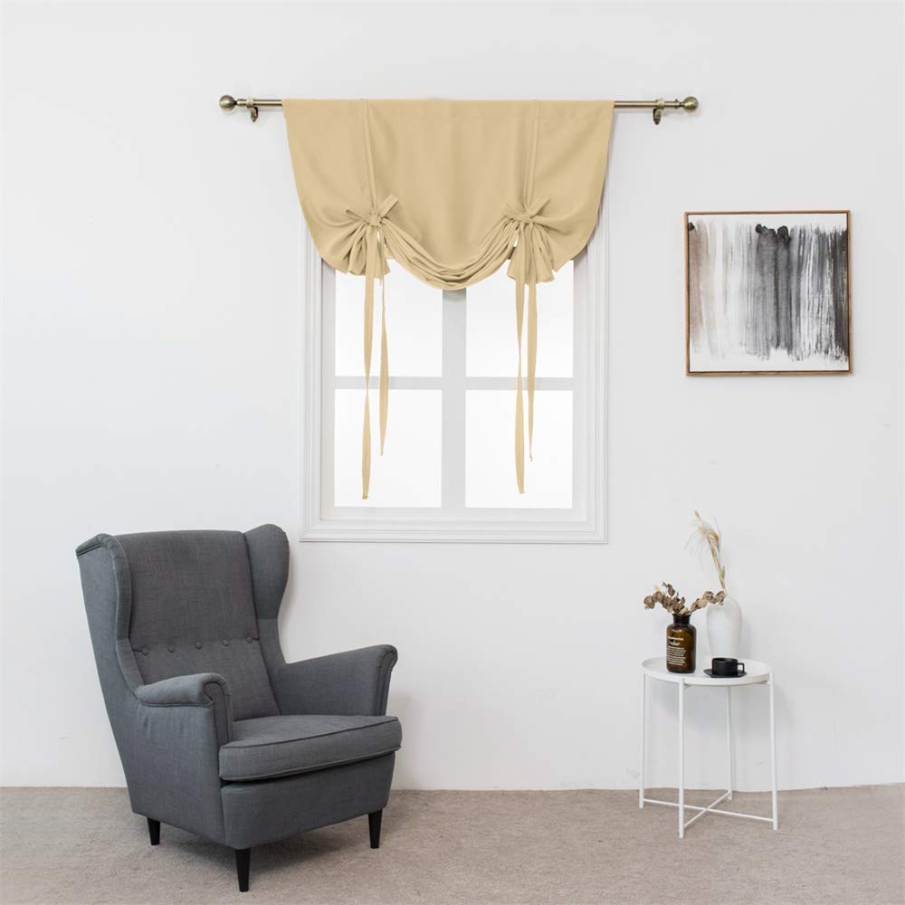 ele ELEOPTION Attacher Les Stores occultant Rideau de fenêtre Isolant Thermique Drapé Panneau Décoration de la Maison Balloon Shades pour Chambre (Beige, 120 * 120cm)