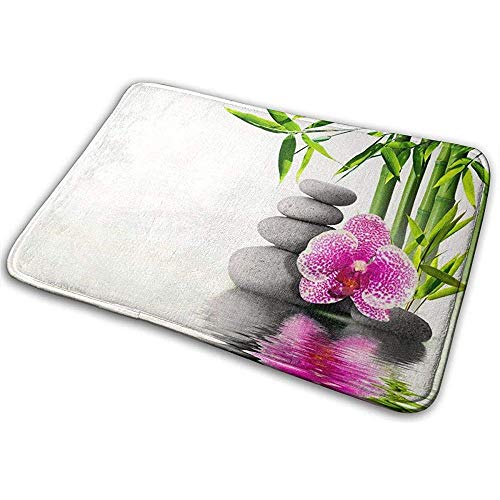 Tapis De Bain Tapis Antidérapant Absorbant l'eau pour Salle De Bain Cuisine Épaisse Durable Séchage Rapide Tapis De Bain Asiatique Zen Jardin Pierre Bambou...