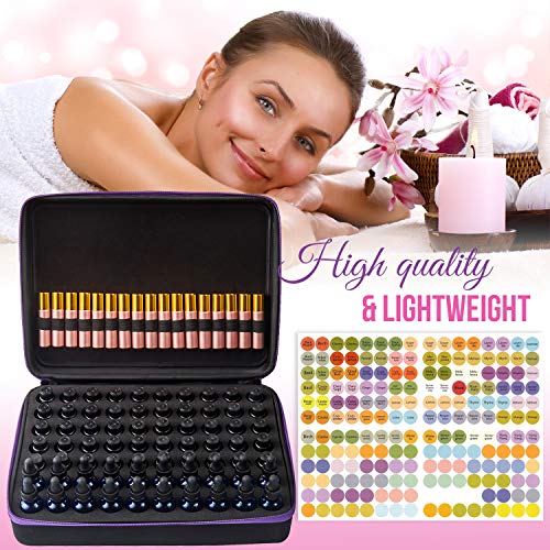Large Essential Oil Carrying Case/Roller Bottle Organizer - Storage for 70-87 Bottles - Holds 15ml - 30ml 1oz & 10ml Roll on Bottles (Carry Handle On Top) Free Roller Bottle Opener & 192 Labels - Thumbnail 7