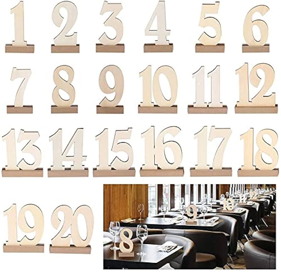 ピーピー　席札　結婚式　ウェディング　ブライダル　披露宴　テーブルナンバー Amazon | Dulcicasa テーブル番号 結婚式席札 木製 パーティー