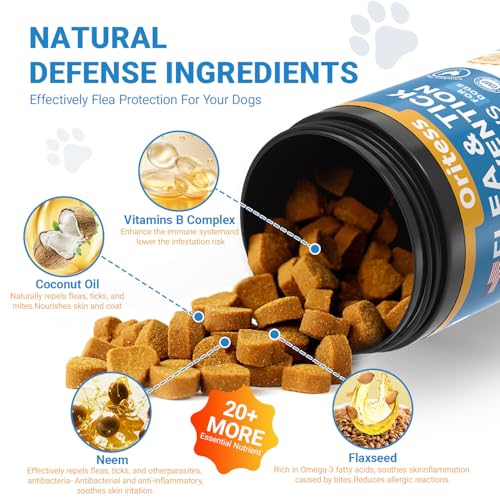 Flea and Tick Prevention for Dogs, 200 Soft Chews Natural Dog Flea and Tick Chewables Oral Flea Supplement for Dogs, Puppy Flea Support - All Breeds & Ages - Chicken Flavor - Thumbnail 3