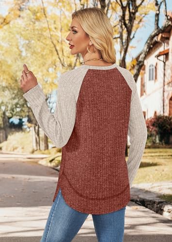 Image of WIHOLL Long Sleeve Shirts for Women Fall Sweaters Lightweight Trendy Tops