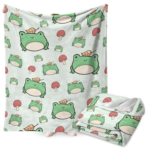 FYDZBSL Frog Dibujos Animados Manta, Manta de Franela Acogedora Infantil Material Suave de Punto de Moda