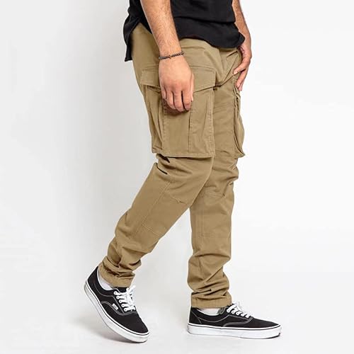 Men's Work Utility Pants Cargo Hiking Pants Workout Jogger Relaxed Fit Quick Dry Trouser Outdoor Causal Khaki #TOP1