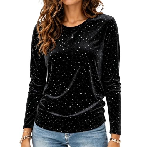 Rhinestone Top for Women Bling Blouses Concert Tops Sparkly Womens Fall Fashion 2026 Gabanes para Mujer Elegantes Black - image 5