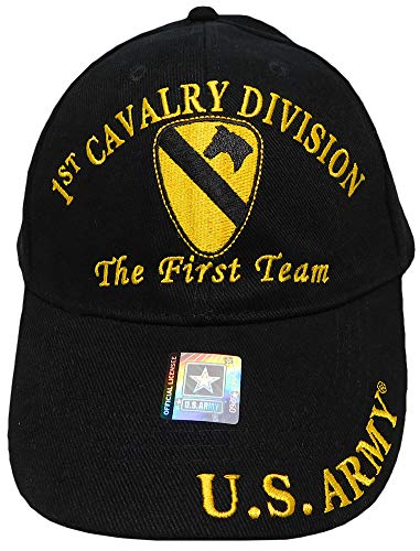 mws U.S. Army 1st Cavalry Division The First Team Embroidered Black Baseball Cap Hat miniatura 3