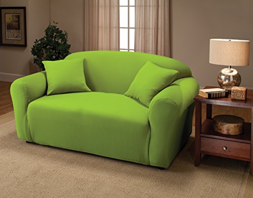 Madison Stretch Jersey Lime Loveseat Slipcover, Solid