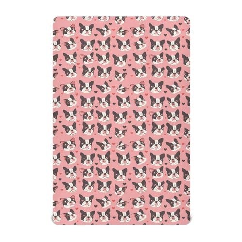Crib Sheets for Boys Girl Cute Boston Terrier Breathable