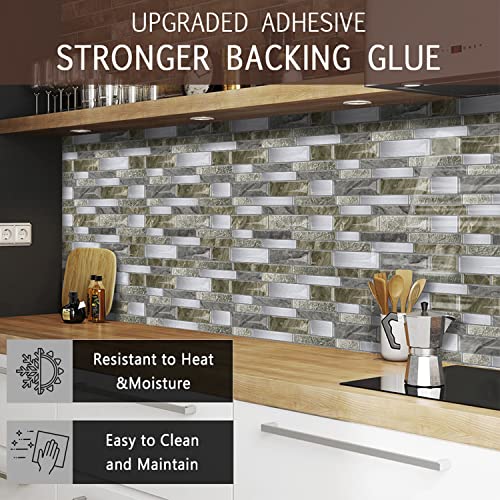 Vamos Tile 10-Sheet Peel And Stick Tile Backsplash,12"X12" Premium Kitchen Backsplash Peel And Stick Tile (Silver Brown) #TOP1