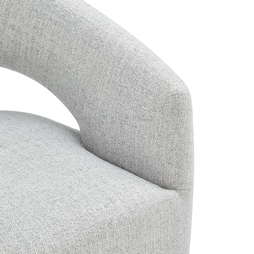 Image of KISLOT Upholstered Dining Chairs with Casters No Assembly Modern Barrel Armchair with Rollers for Diningroom Bedroom Livingroom Reading Room,Set of 2,Light Grey