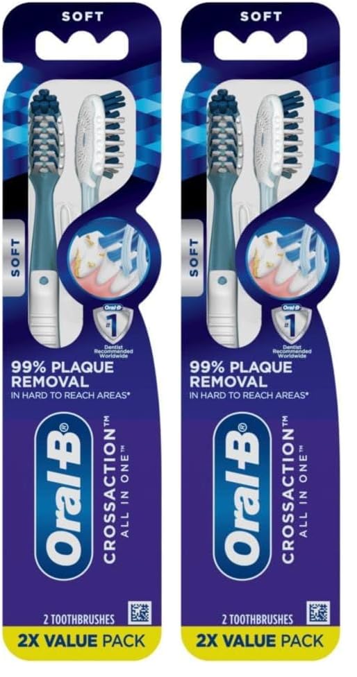 Oral-BCrossAction All in One Toothbrushes, Soft, 2 Count (Pack of 2)