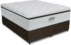 Cama Box King Colchão Molas Pocket Ensacadas Tower 193x203x72cm Branco/Marrom Gazin