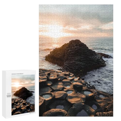 Wooden Puzzle 300 Piece - Giant's Causeway Sunset Northern Ireland UK Jigsaw Puzzles Adults,Challenging Educational Game Fun Family Activities Puzzle Floor Props Kid Gift Unzip Toy - Image 4