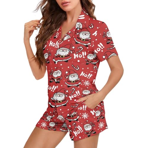 Image of Women's Short Sleeve Sleepwear Pajamas Nightwear with Pockets | skin-friendly breathable material resists pilling fading and deformation after repeated washing