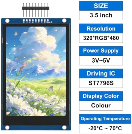 DIANN 3.5인치 SPI TFT LCD 디스플레이 모듈 320x480 RGB LCD 스크린 3.3V ST7796 드라이브 SPI 인터페이스 — 사진 2