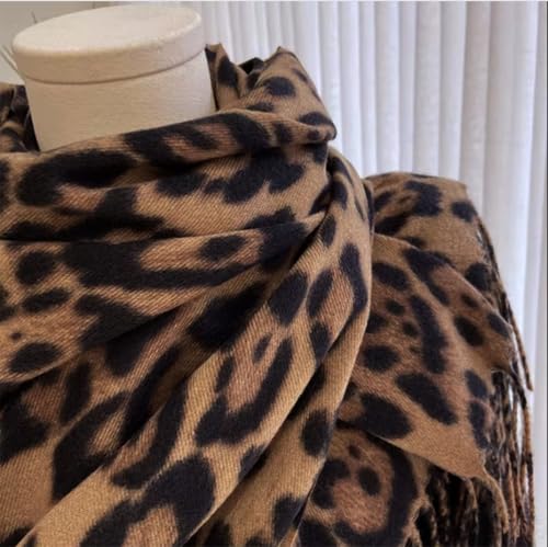 Secret for Longevity Extra Large Long Black Brown Tan Camel Caramel Ocelot Leopard Cheetah Animal Print Scarf Wrap Shawl Pashmina Medium Weight Cashmere Feel 28" x 70" inches4