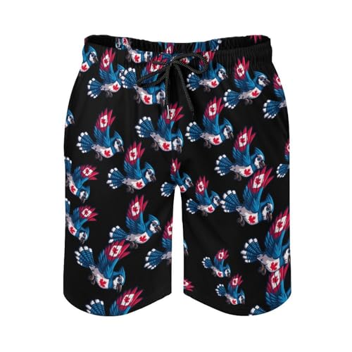 Canadian-Jay-Bluebird Mens Swim Trunks Quick Dry Board Shorts Beach Swimwear Bathing Suits2