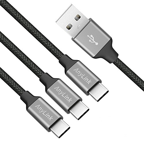AnyLink max Xi-68-Cable USB Type C Cable, Assorted Lengths, Nylon Braided for Samsung Galaxy S8, Nexus 6P 5X, Google Pixel, Lg G5 G6, HTC 10 and More, 3 Piece