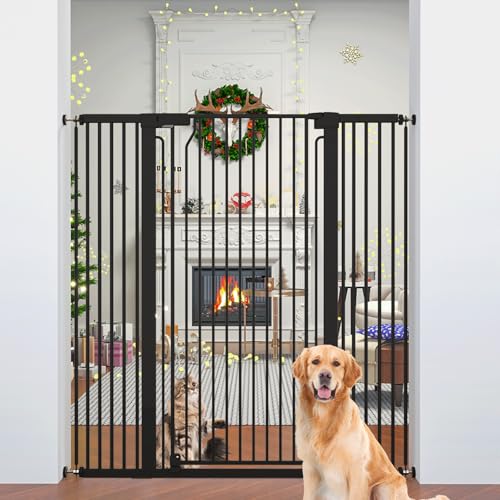 Image of 51" Extra Tall Cat Gate for Doorway Auto Close Encrypted Cat Gate 28.5"-48.7" Adjustable Width Pet Gate Include 5.5" and 8.26" Extension Kits No Drilling Pressure Mount Kit