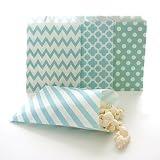 Teal Blue Party Supply Goody Bags (100 Pack) - Scoop Candy Buffet Treats in Birthday & Wedding Loot