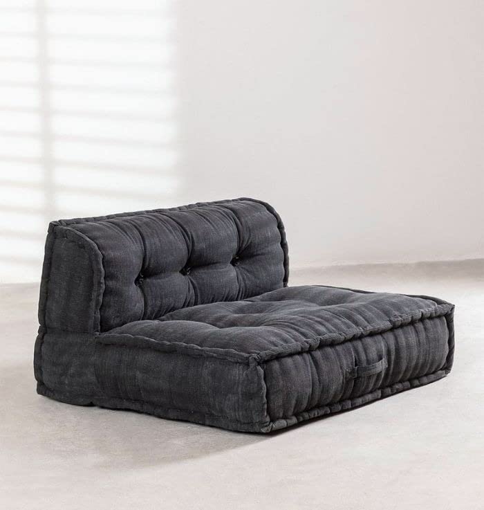 Cotton - Beautiful Black Floor Seating Sofa Solid Couch | Floor Sofa For Home,Office,Hotel | L 30? X W 30? X H 18?, 2-Person Sofa-image-27