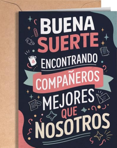 Tarjeta Despedida Compañero de Trabajo - Regalo de Despedida Trabajo - Postal para Compañera de Trabajo, Jefe, Empleado que se va - Regalo Gracioso para Compañeros de Trabajo - EU 202