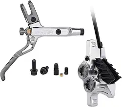 Freio a disco hidráulico para bicicleta, 4 pistões, conjunto de freio a disco MTB Ultraleve lado esquerdo dianteiro direito traseiro hidráulico conjunto de freio a disco com almofadas de metal