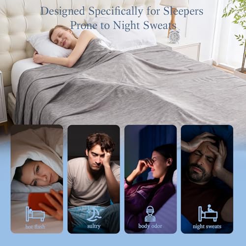 Image of Cooling Blanket Throw Size, 50 inchx70 inch Cooling Blankets for Hot Sleepers, Cold Blanket Thin Lightweight Breathable Soft for Couch Bed, Lightweight Blanket Keep Cool for Night Sweats