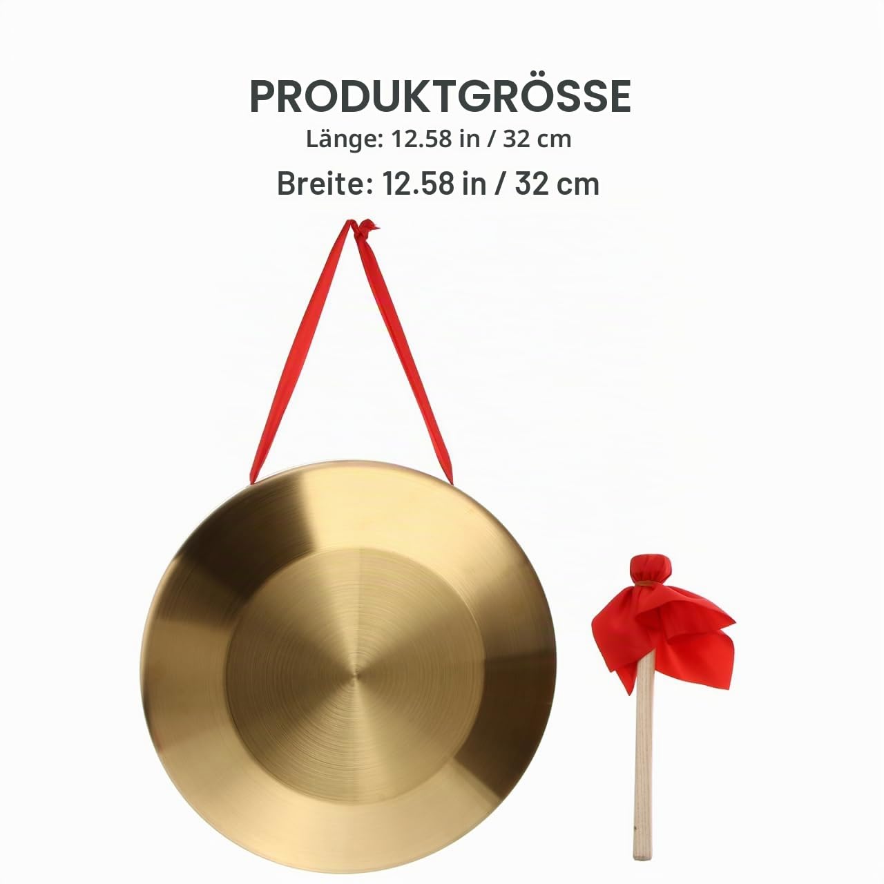 Gong mit Schlägel, Tam-Tam-Gong, traditionelles chinesisches Percussion-Instrument, Kupfer dekorativer Chau-Gong für Zuhause, Büro, 32 cm