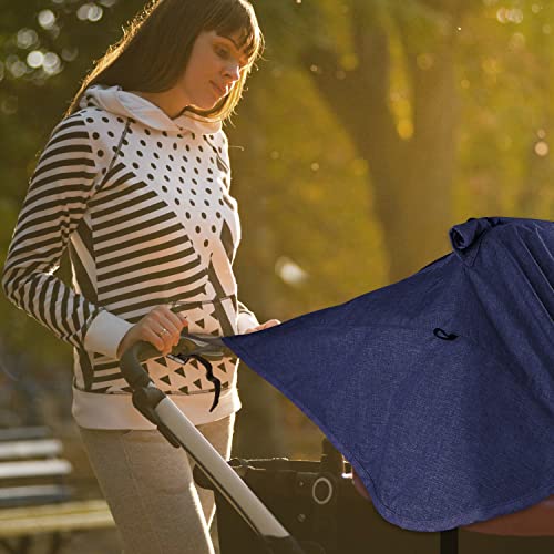 WD&CD Uniwersalna osłona przeciwsłoneczna, markiza chroniąca przed słońcem w kolorze granatowym, osłona przeciwsłoneczna do wózków dziecięcych, regulowana osłona przeciwsłoneczna z torbą do