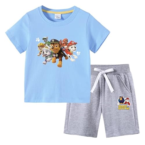 OUHUAN パウパトロール Paw Patrol キッズ ベビー パジャマ 浴衣 子供服 赤ちゃん 服 夏服 半袖Tシャツ ショートパンツ 上下セット 綿 無地 丸首 トップス カジュアル ルームウェア 男の子 女の子 人気 アニメ プリント コスチュー