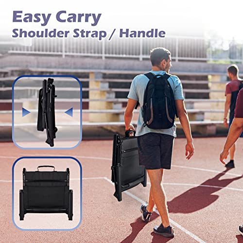 Advenor Portable Stadium Seat With Back Support For Bleacher -2 Pack, Adjuatble 6 Reclining Position, 2 Pockets Thick Padded Cushion Ideal For Basketball Soccer Sport Events(2, Black, Regular) #TOP3