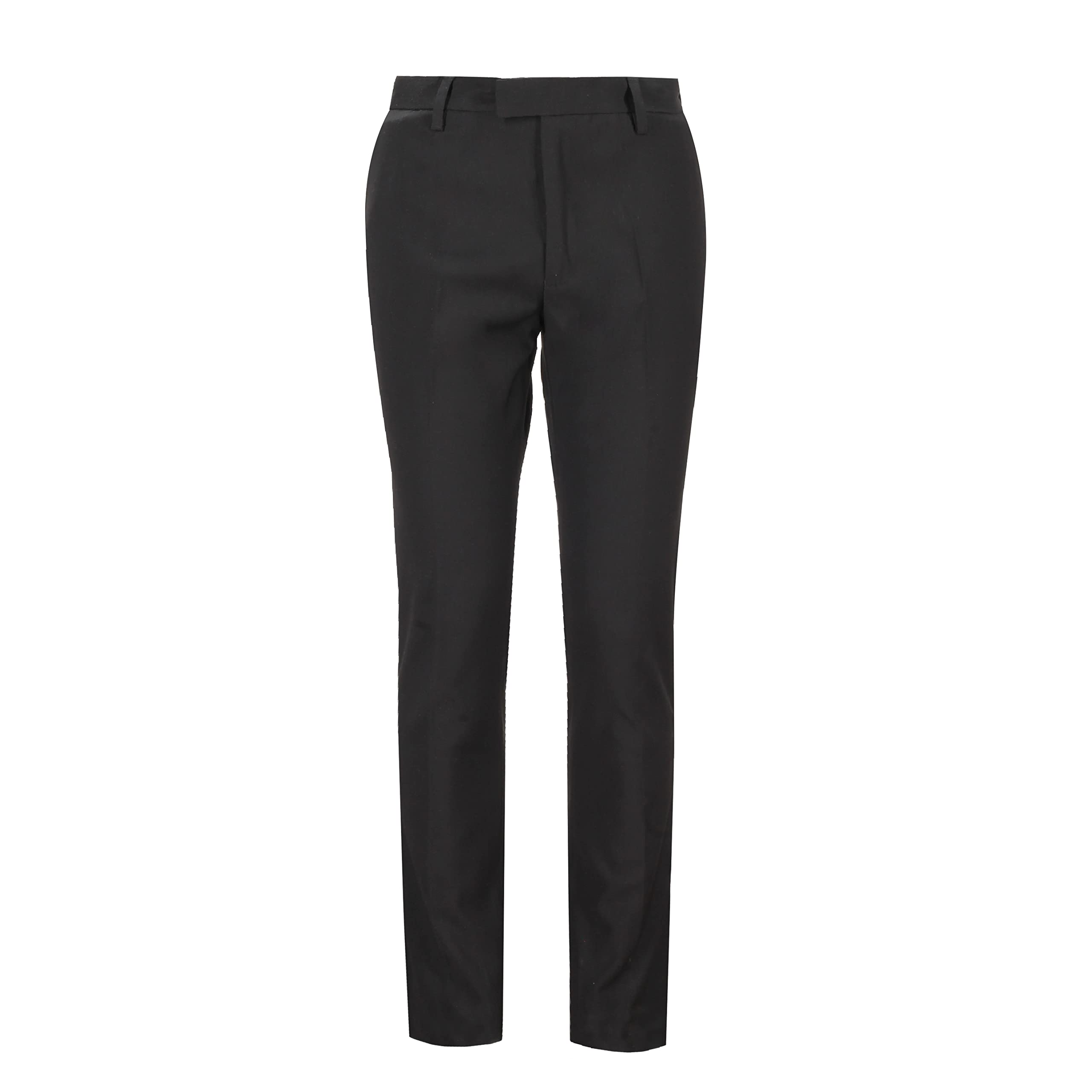 Xposed Pantalones de Esmoquin Negros para Hombre con Cinta de Raso Pantalones de Vestir de Frente Plano entallados