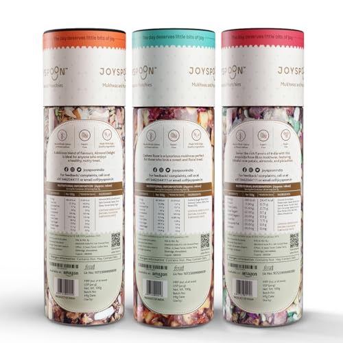 JOY SPOON Mouth Freshener Mukhwas Combo (3 X 100Gm) | Sugar Free Mukhwas Mouth Fresheners | After Meal Snacks| Nut Mix (Almond Delight, Cashew Rose, Rose Bliss)